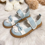 sweet lolita shoes pink brown blue bow Harajuku heels women cute shoes korean women shoes round head kawaii shoes