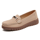 Breakj New Women's Shoes Flats Women's Single Shoes Bean Shoes With Metal Buckle Casual Shoes British Style Women's Small Leather