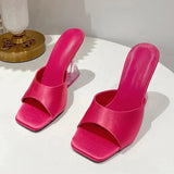 Breakj Slippers Women's 2023 Summer New Square Head Thick And One-Word Fashion Wearing Large-Size Cold