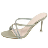 Breakj Sandals Water Drill Women's Fine And Exposed Toe 2025 Summer New One-Word With Half-Slippers Wearing Net Red
