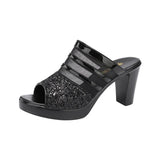 Fishmouth Sandals And Slippers Women's Soft Leather 2023 Summer New Thick-Soled Waterproof Platform Heels Thick-Heeled Mesh