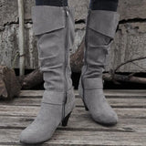 Breakj Autumn And Winter Boots New But Knee Velvet High With Belt Buckle Round Head And Long Boots