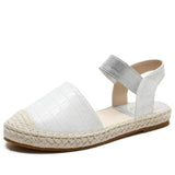 Summer Espadrilles Sandals Women Gold Flat Closed Toe Plus Size Slip On Fisherman Sandal Women's