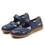 Breakj Women's Sandals Large-Size Hollow Hole Shoes Cow Skin Bean Shoes Mother Shoes Women Singles Shoes Nurse Small White