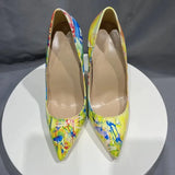 Hawaii Style Women Oil Painting Printed Patent Pointed Toe High Heels Fashion Ladies Stiletto Pumps Large Size