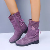 Large Size Tall Martin Boots Step Into The Round Head Square Heel Side Zipper Thick With Autumn And