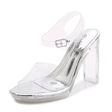 Breakj New Korean Version Of The Runway Show Model Shoes Flat Heel Sexy Black Waterproof Table 11CM High Heel Sandal Female