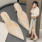 Breakj Summer New Fashion Pointed Head Half Drag High Heels Women's Shoes Heel