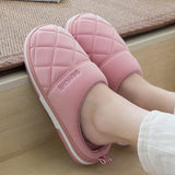 Quality Men Women Slippers Winter Warm Down Cotton Slippers Autumn Winter Thick Bottom Indoor Home Soft Comfortable