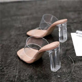 Breakj Sandals Women 2025 Summer New Fashion Transparent Heeled Crystal Shoes Coarse Heel