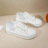 Breakj Summer New Korean Ins Breathable Small White Shoes Women's Hollow Out Casual Board Shoes Thick Platform Joker Loose Cake Shoes