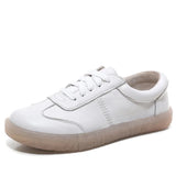 Gril Women's Ladies Female Woman Genuine Leather White Vulcanized Shoes Flats Sneakers Platform Lace Up