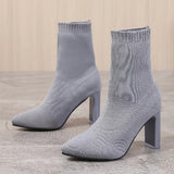 Breakj Martin Boots Women 2025 New Autumn And Winter Tips And Flying Weave High-Hees Thin Skinny