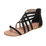 Sandals 2023 Summer New Multi-Color Large-Size Sandals Women's Suede Open-Toe One-Word Buckle Flat