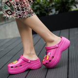 Women Croc Clogs Platform Garden Sandals Cartoon Fruit Slippers Slip On For Girl Beach Shoes Fashion Slides Outdoor
