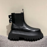 Boots Women British Style 2020 New Autumn Retro Wild Thick-soled Increased Chelsea Motorcycle Boots Women