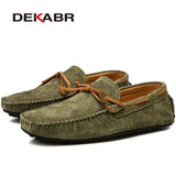 Casual Men Genuine Leather Shoes Summer Breathable Green Men's Loafers Leather Shoes Sapato Masculino Zapatos
