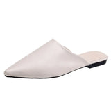 Women Pointed Toe Patent Leather Spring Slippers Ladies Slip on Spike Low Heels Slides Comfortable Female Casual Shoes