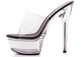 Breakj Style Sexy Super High Heels 15CM Thin Heel Waterproof Platform Slippers Transparent Crystal Shoes Wedding Shoes Banquet High