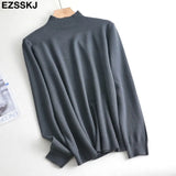 Loose soft solid color turtleneck Sweater Pullover Women Casual Long Sleeve chic bottom Sweater Female Jumpers