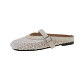 Breakj Bottom French Bag Head Half Slippers Wear Women's Shoes In The Summer Of 2025 New Mesh Breathable Soft Base Cool