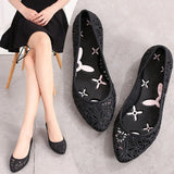 Shoes Hollow Out Flat Autumn Jelly Shoes Shallow Slip On Ladies Soft Loafers Flower Comfortable Casual Beach Shoes