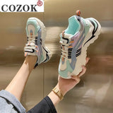 White Shoes Breathable Comfortable Light Weight Sneakers 2021 Platform Shoes Fashion Chunky Spring Autumn Lace