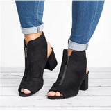 Woman Sandals Ladies Shoes Gladiator Casual Peep Toe Antiskid Bottom Zipper Med Thick Heels Wedding Sandalias Mujer