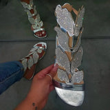 Drill Flat Bottom Clasp Large Size Women's Sandals At