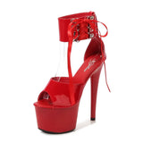 Breakj Patent Leather Sandals Special High Heels Heel Sexy 17CM Waterproof Platform Hate Day Superb High Sandals Female
