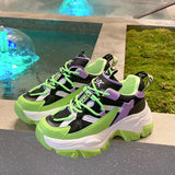 Blue Sneakers Women Spring 2021 PU Leather Ladies Platform Shoes Height Increasing Fashion Solid Color Chunky