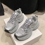 Daddy Shoes Women's Early Autumn 2024 New Fashionable Retro Style Breathable Mesh Sports Heightened Casual