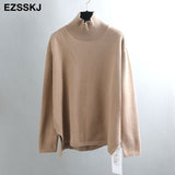 Winter splitside oversize thick Sweater pullovers Women 2021 loose cashmere turtleneck big size Sweater Pullover