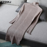 autumn winter midi sweater dress women staight knit short dress highneck dress female slim sweater bodycon warm