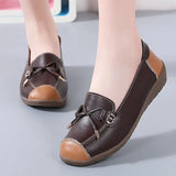 Breakj And Autumn New Women's Shoes Single Shoes Bean Shoes Comfortable Flat Shoes Bow Mother Shoes Flat Slope And Large Women's