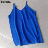 basic V-NECK camisole Summer knit Tank top Women strap basic cashmere camis female casual solid knit tank