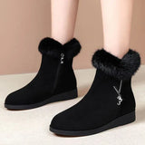Warm Women Boots Thick Plush Snow Boots Women Zipper Comfortable Outdoor Fur Crystal Ankle Boots 2024 Casual Cotton