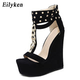2022 New Gladiator Women Sandals High Heels Fashion Sandals Chain Platform Wedges shoes For