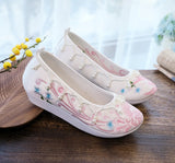Breakj Shoes, Hanfu Shoes Single Shoes / Cotton Shoes Ancient Costume Ming Embroidered Cloth Shoes Warped Head