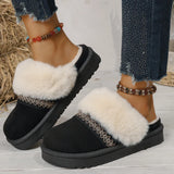 Breakj Cotton Slippers Lady Winter Home Wearing Retro Anti-Slip Thick Bottom Plus Velvet Warm Moon