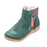 Breakj New Ankle Boots Fall / Winter Fashion Vintage Leather Stitching Comfortable Flat Side Zipper Martens
