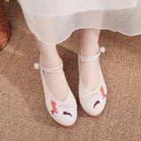 Breakj Heels Single Shoes Embroidered Cloth Shoes Spring And Autumn Ancient Wind Ethnic Wind Women's Shoes Mother Shoes Square Dance