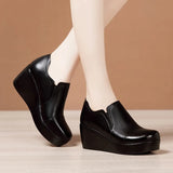 Heel Middle Heel Deep Mouth Single Shoes 2023 Autumn And Winter New Muffin Bottom Thick Bottom Waterproof Table Round Head Large Size Mother