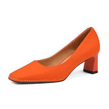Orange Women Sexy Fetish High Heels High Quality Square Toe Square Heels Stripper Ladies Shoes Size 34-43 Shoes for Women