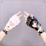 Faux Leather Gloves Gothic Lolita Harajuku Dark Punk Girl Jk Riding Rock Hollow Leather Gloves Half Finger Unisex