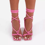 Shoes Ankle Strap Women Sandals Ladies Thin High Heels Female Gladiator Shoes 2021 Sexy Pumps Square Toe Party Plus