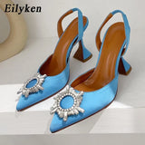 2022 Brand Women Pumps Fashion Crystal Slingback High heels Summer Comfortable Triangle Heeled Party Wedding Bride
