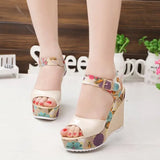 2020 Fashion INS Hot Lace Leisure Women Wedges Heeled Women Shoes Summer Sandals Party Platform High Heels Shoes