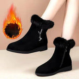 Warm Women Boots Thick Plush Snow Boots Women Zipper Comfortable Outdoor Fur Crystal Ankle Boots 2024 Casual Cotton