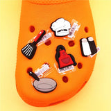 1pcs Chef Style PVC Shoe Charms Accessories Decorations Cook Hat Apron Wok Spatula Designer Croc Jibz Buckle Kids